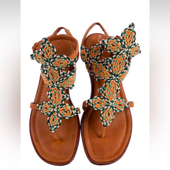 Tory Burch Palisade Woven T-Strap Sandals - Picture 8 of 10